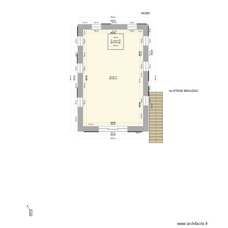 Beauziac 2024 étage. Plan de 2 pièces et 42 m2