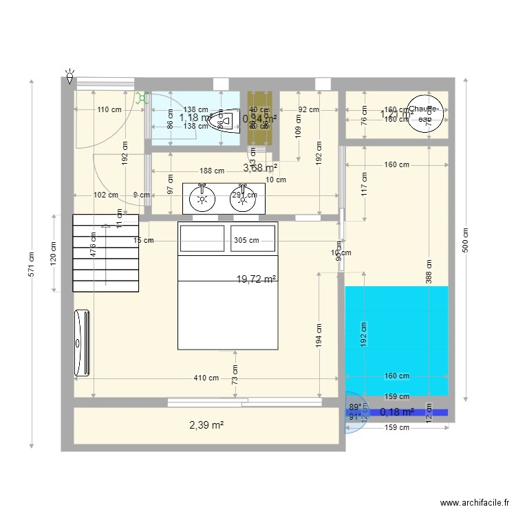 araucaria larg. Plan de 7 pièces et 29 m2