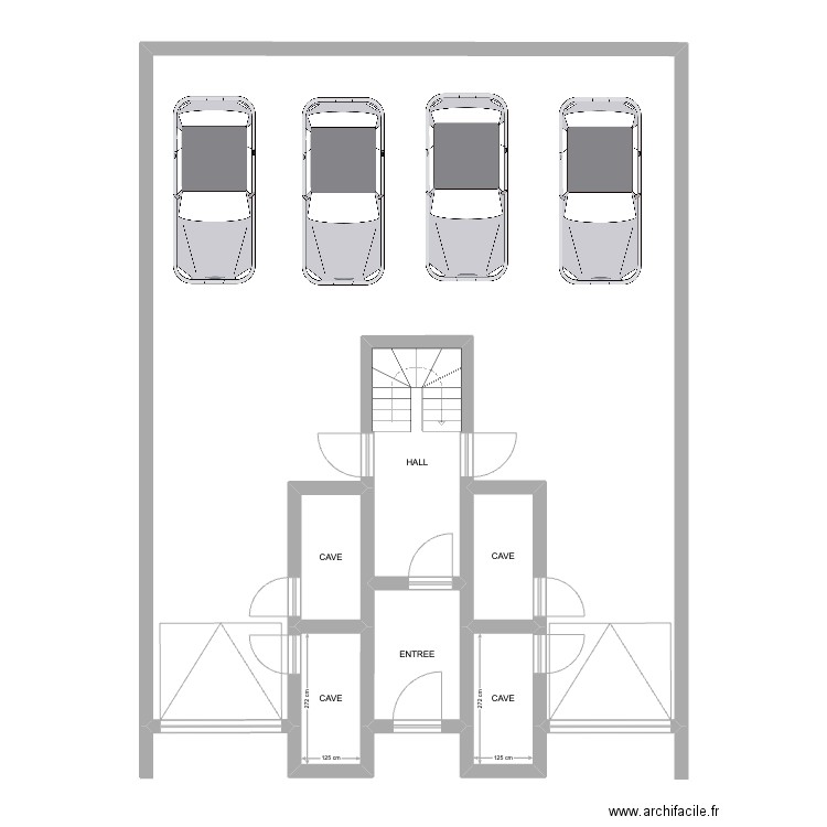 PLAN HALLE. Plan de 7 pièces et 141 m2