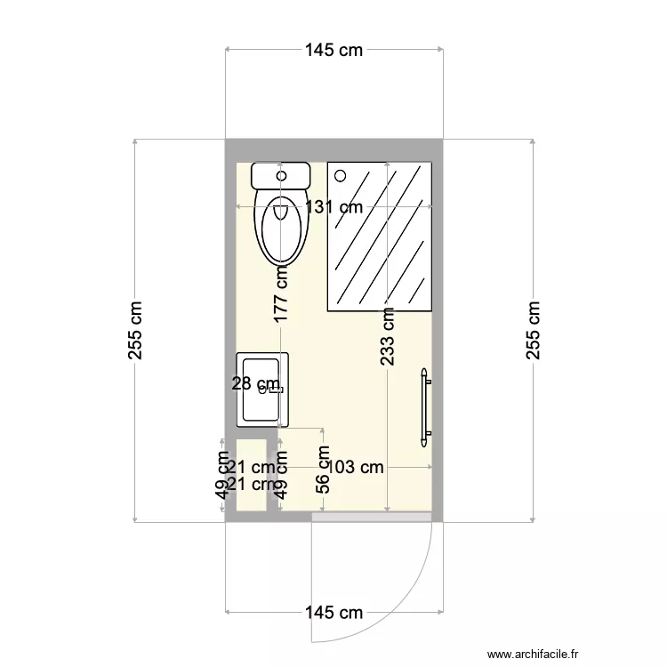 Salle de Bain 2. Plan de 