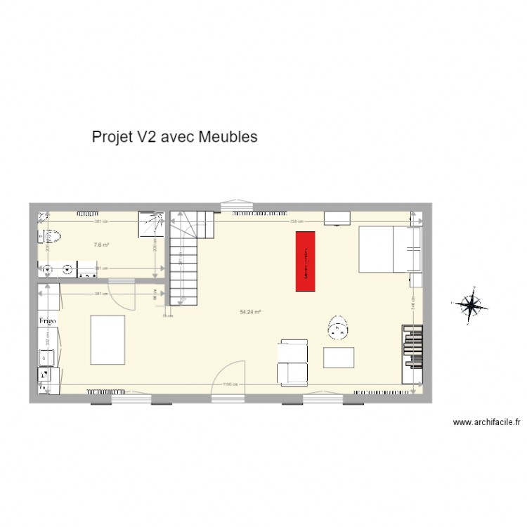 Maison future V2 avec meubles. Plan de 0 pièce et 0 m2