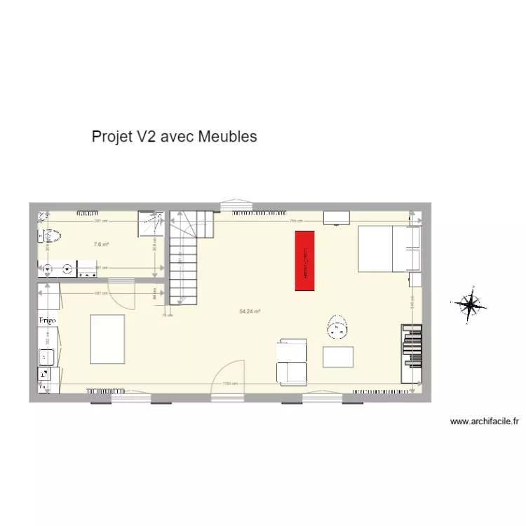 Maison future V2 avec meubles. Plan de 
