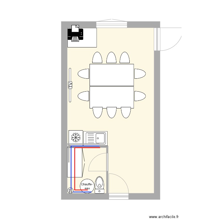 CHAPEAU. Plan de 2 pièces et 23 m2