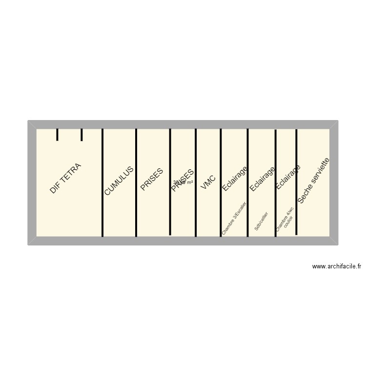 Tableau divisionnaire. Plan de 1 pièce et 31 m2