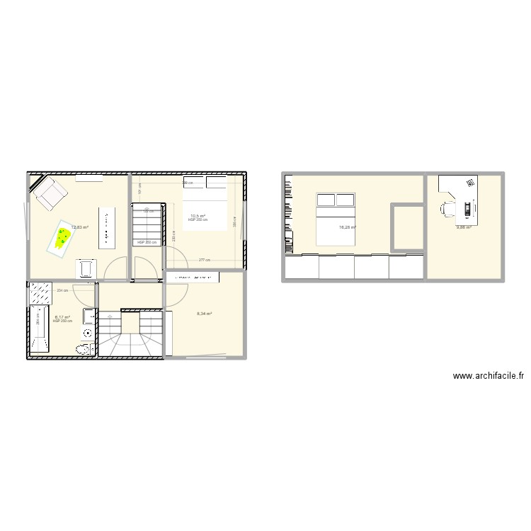 CAVE. Plan de 10 pièces et 75 m2