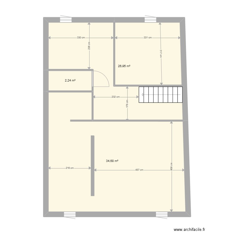 R+2 Clement PLANES. Plan de 3 pièces et 64 m2