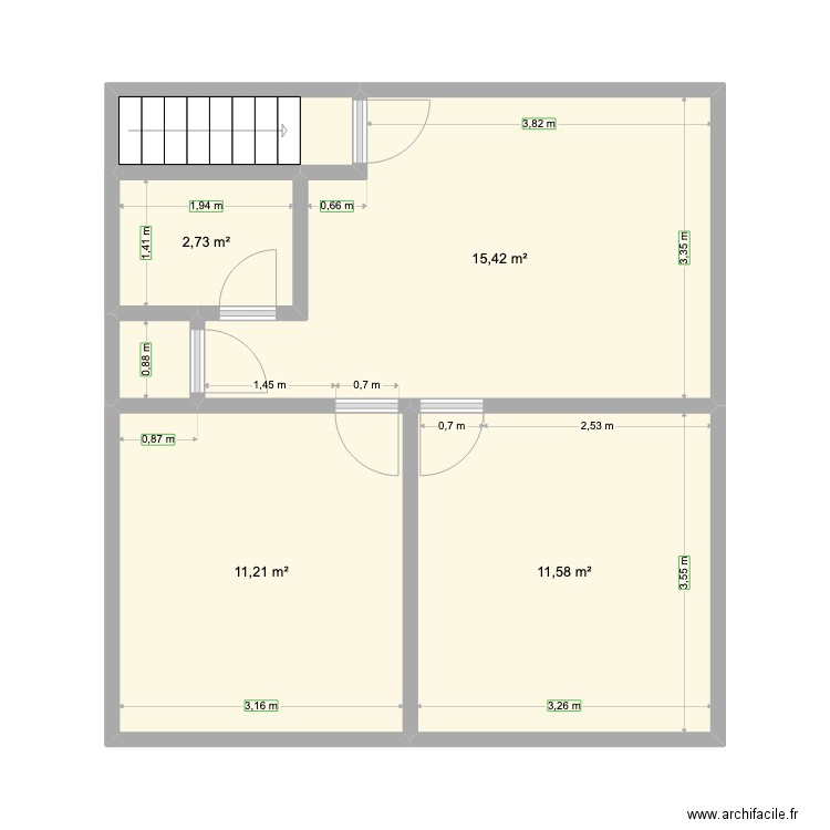 PORT DE PILES 2eme etage. Plan de 6 pièces et 44 m2