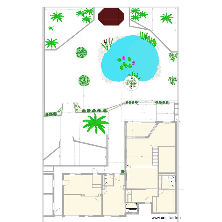 Plan masse implantation jardin. Plan de 26 pièces et 1160 m2
