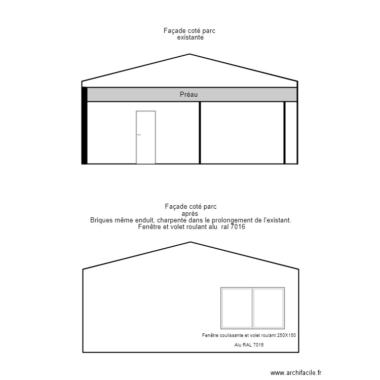 Façade coté parc. Plan de 0 pièce et 0 m2
