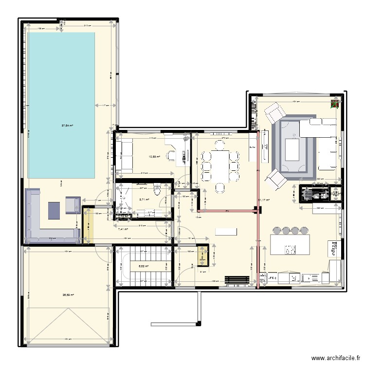 colombier reamenagement RDC 2. Plan de 10 pièces et 198 m2