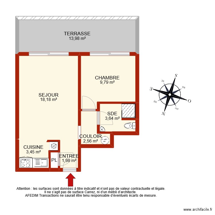 BI 9043 EF. Plan de 8 pièces et 54 m2