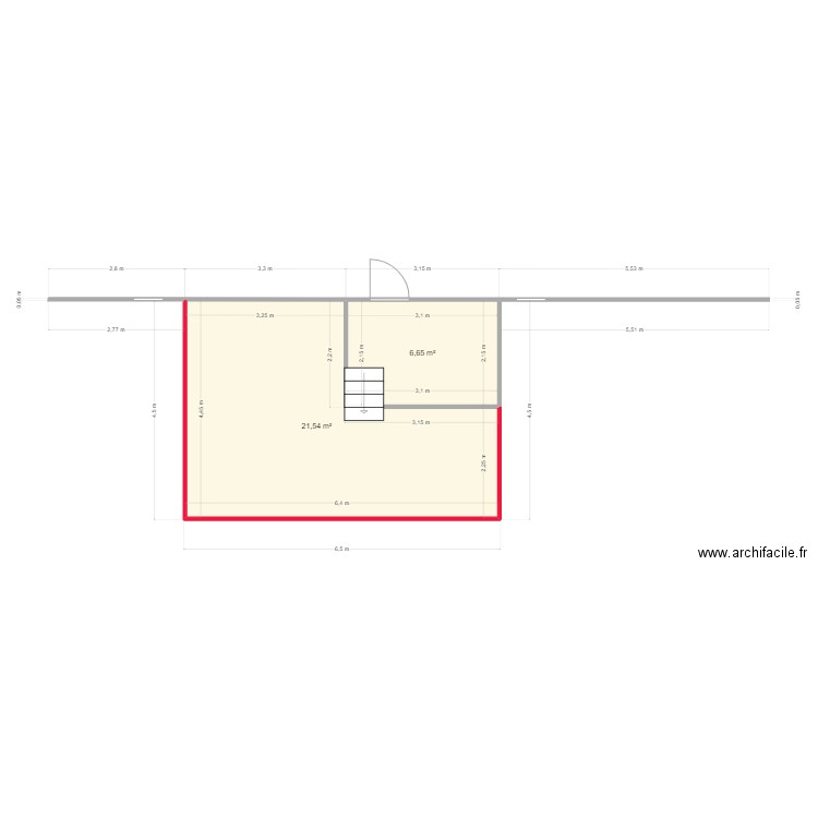 terrasse vDf. Plan de 2 pièces et 28 m2