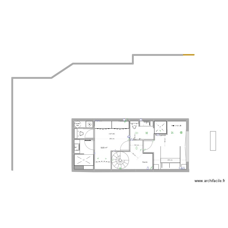 Chalet  RDC 2 chambres 2 SDB. Plan de 10 pièces et 88 m2