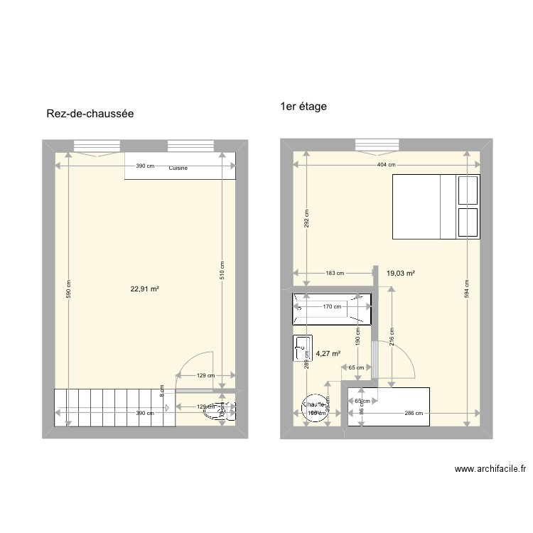 Appartement 3 bis. Plan de 3 pièces et 46 m2