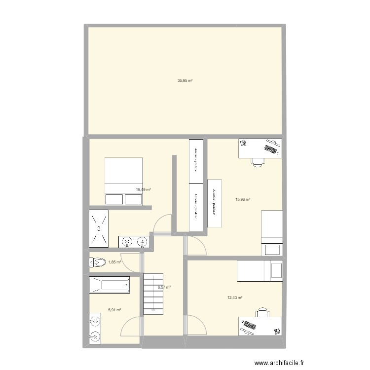 BE-ETAGE_Version1. Plan de 7 pièces et 98 m2