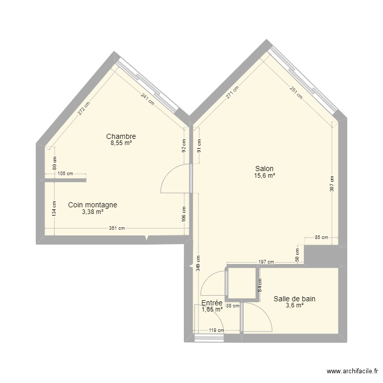 Appartement barèges. Plan de 7 pièces et 34 m2