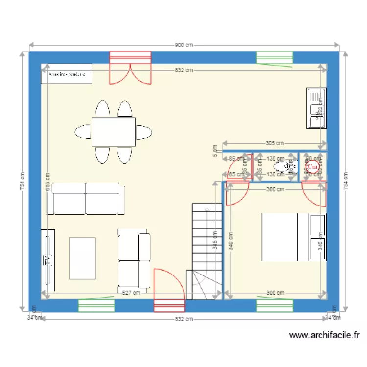 Rez  de chauss&eacute;e maison audrey. Plan de 