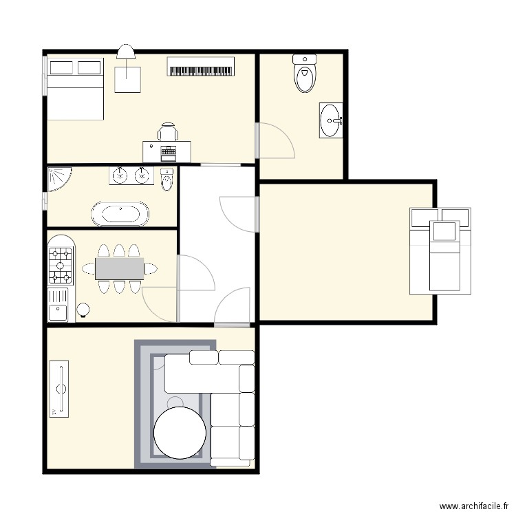 YAOURT. Plan de 5 pièces et 55 m2