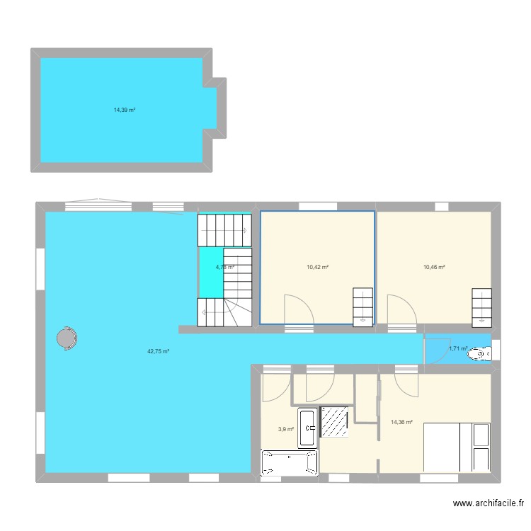 rouret surfaces. Plan de 12 pièces et 192 m2