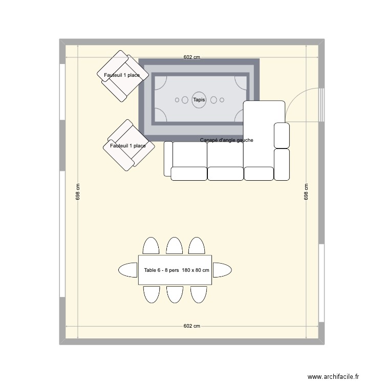 Salon Versailles. Plan de 1 pièce et 42 m2