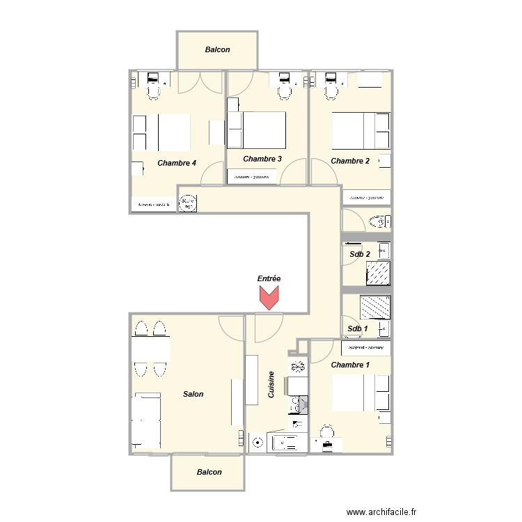 T5 plan pour annonce. Plan de 0 pièce et 0 m2