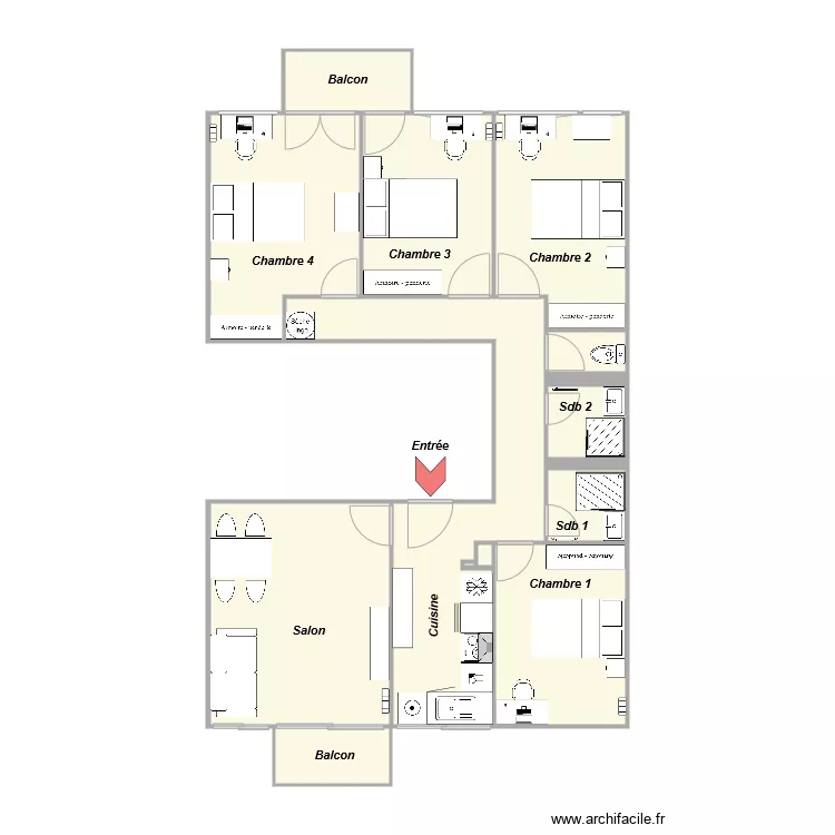 T5 plan pour annonce. Plan de 