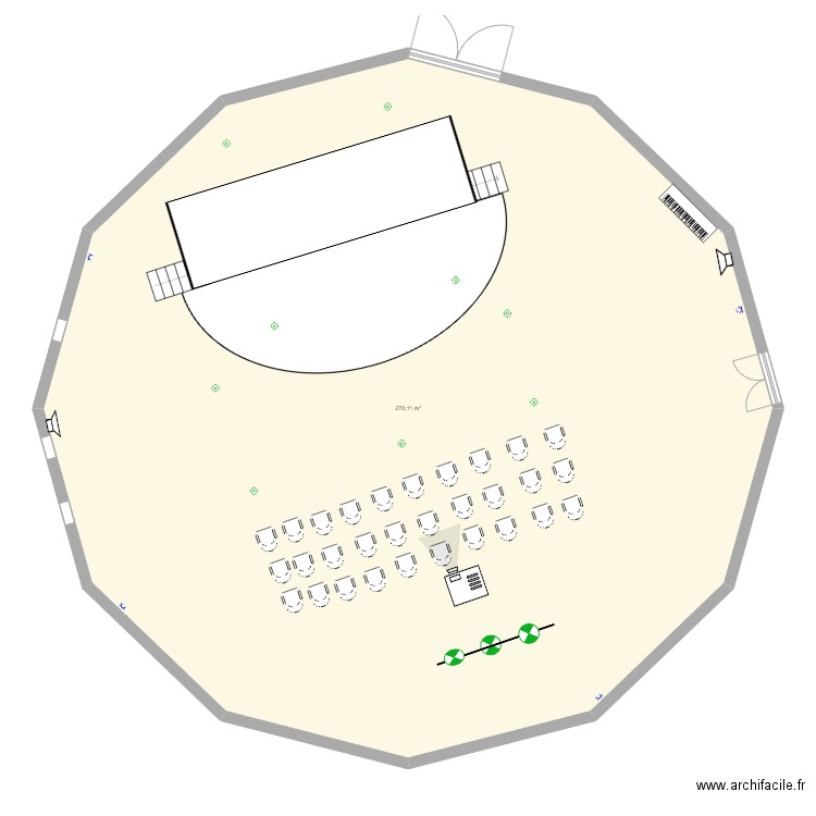 Salle polivalente. Plan de 1 pièce et 270 m2