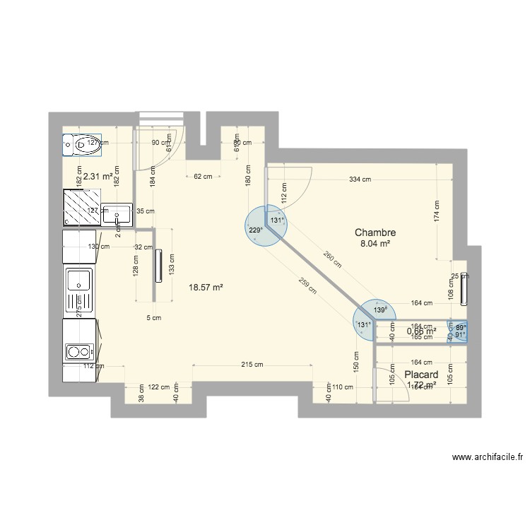 Proust T2 Existant . Plan de 0 pièce et 0 m2