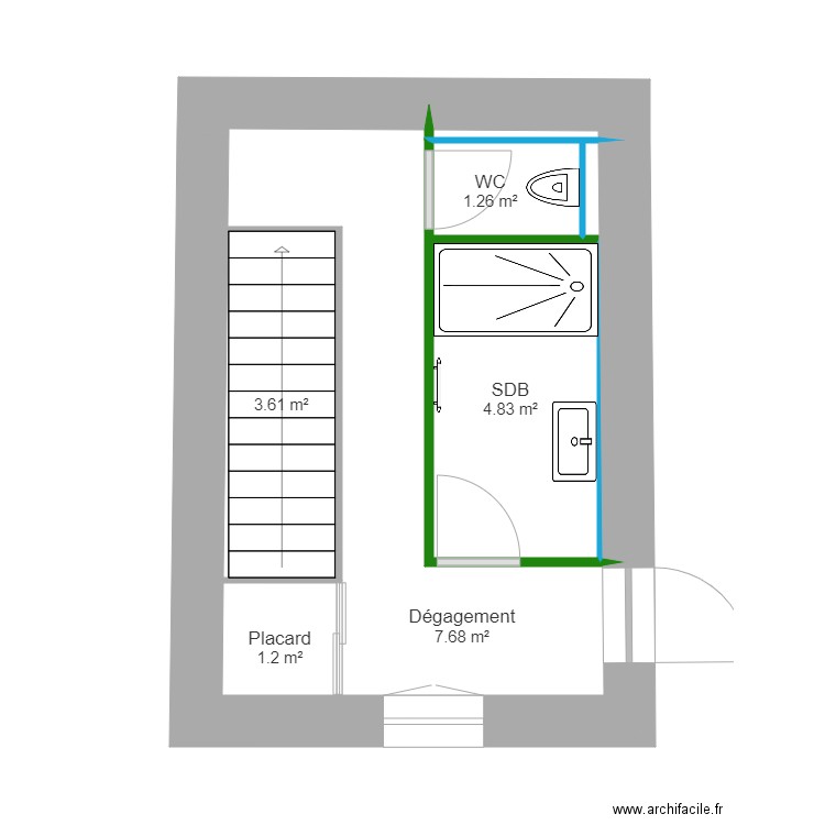 Simon projet étage. Plan de 5 pièces et 19 m2