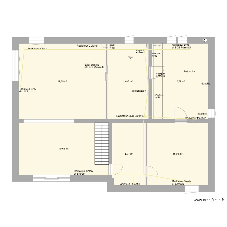 Plan plomberie eau circuit chauffage Cestas . Plan de 0 pièce et 0 m2