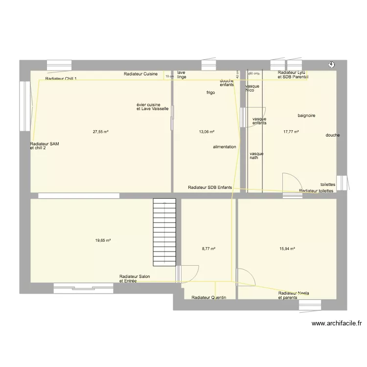 Plan plomberie eau circuit chauffage Cestas . Plan de 