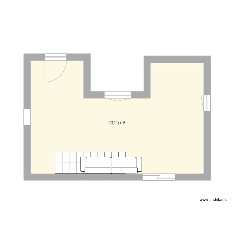 essai. Plan de 1 pièce et 23 m2