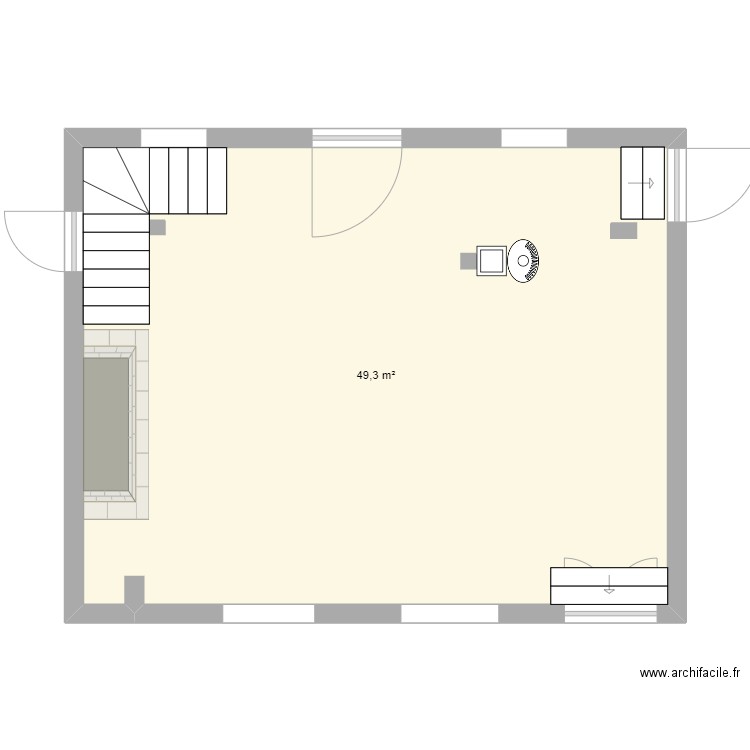 Pitendal Salon. Plan de 1 pièce et 49 m2