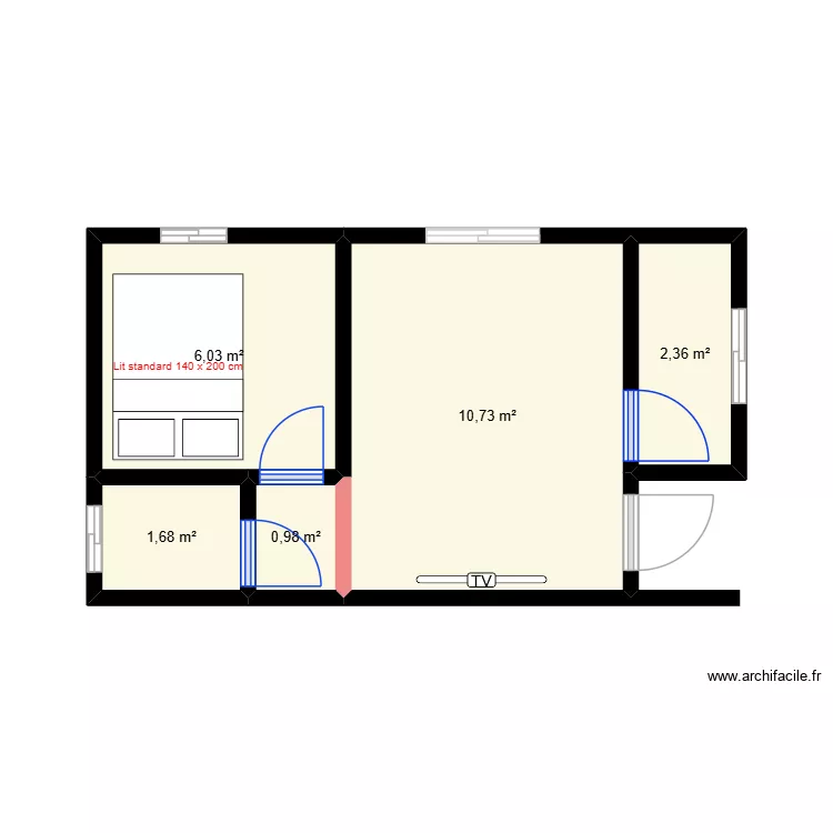 marius 1. Plan de 5 pièces et 22 m²