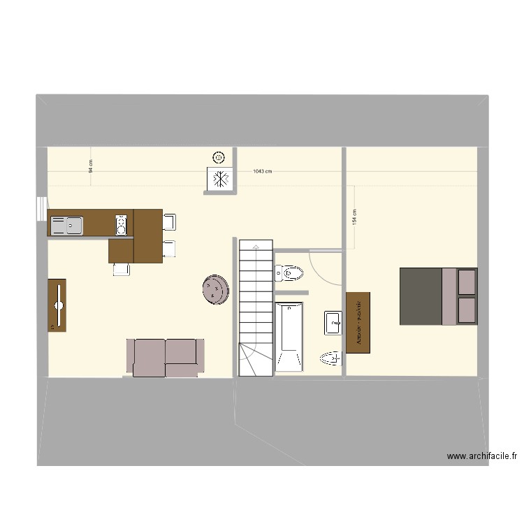 Clos Lot 2 Etage Horizontale version aménagé. Plan de 5 pièces et 68 m2