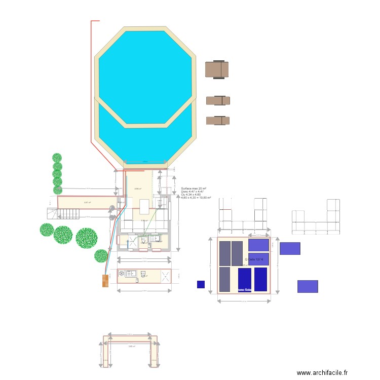 Epina Pool House 2022. Plan de 11 pièces et 52 m2