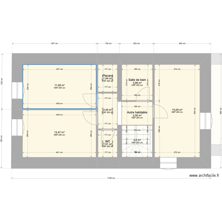 Bonnoeuvre. Plan de 19 pièces et 199 m2