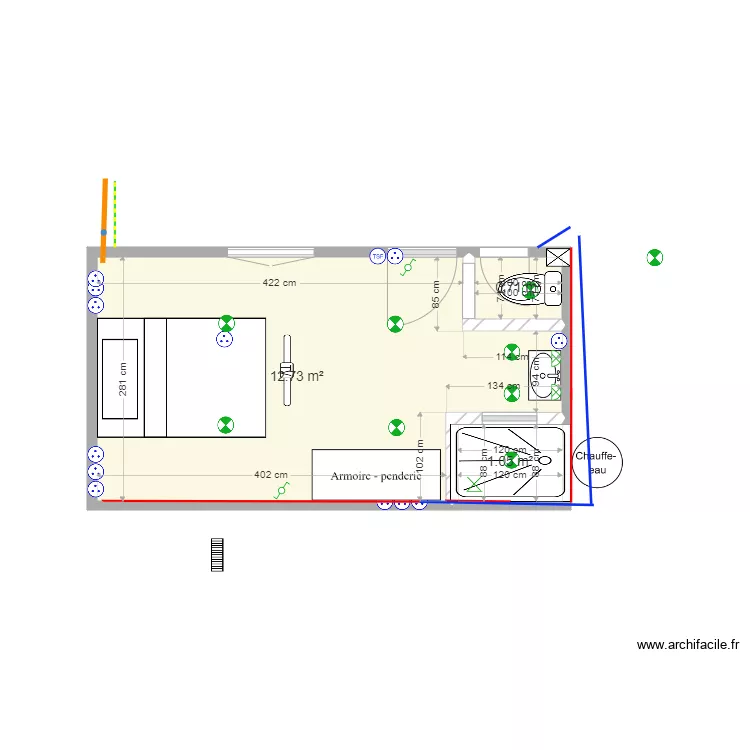 CHAMBRE 3 LA COUE 3. Plan de 