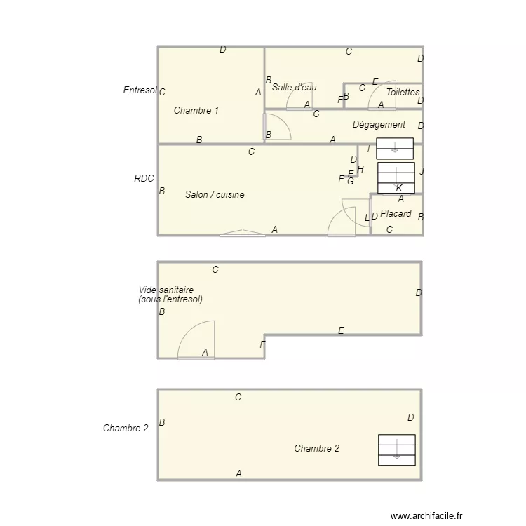Croquis BEAUDET Maison droite. Plan de 
