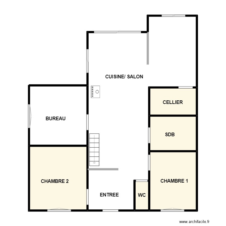 MARIOT. Plan de 5 pièces et 39 m2