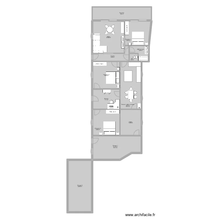 Maison Sec. Plan de 13  et 180 m²