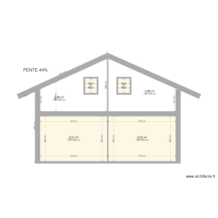 LACAZE COUPE. Plan de 4 pièces et 20 m2