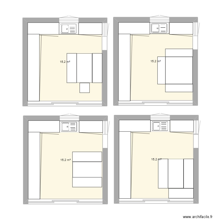 cocina 2. Plan de 4 pièces et 61 m2