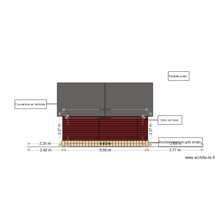 agrandissement gite n1 facade ouest 5. Plan de 0 pièce et 0 m2