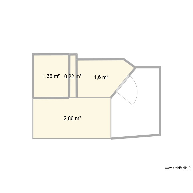 BBT. Plan de 4 pièces et 6 m2