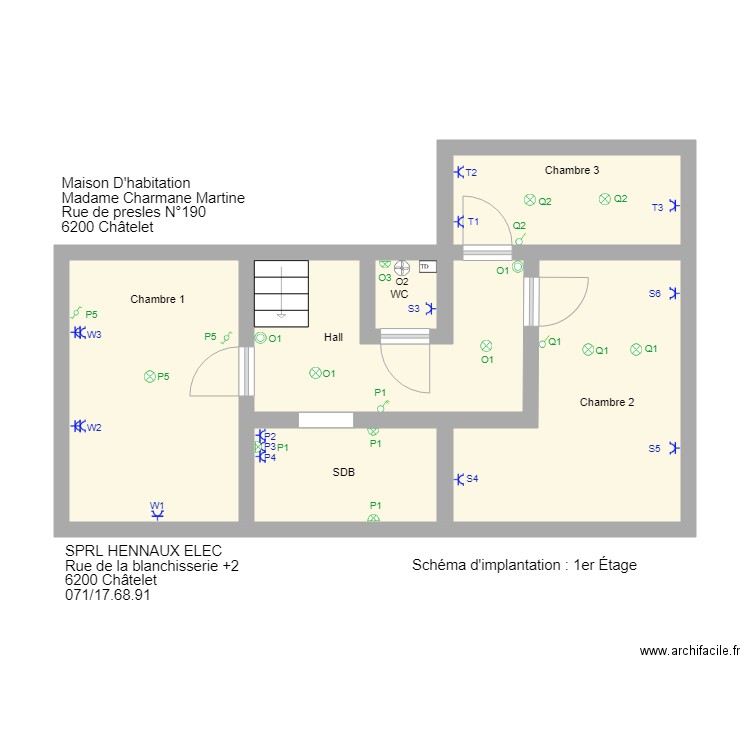 scherman etage. Plan de 4 pièces et 44 m2