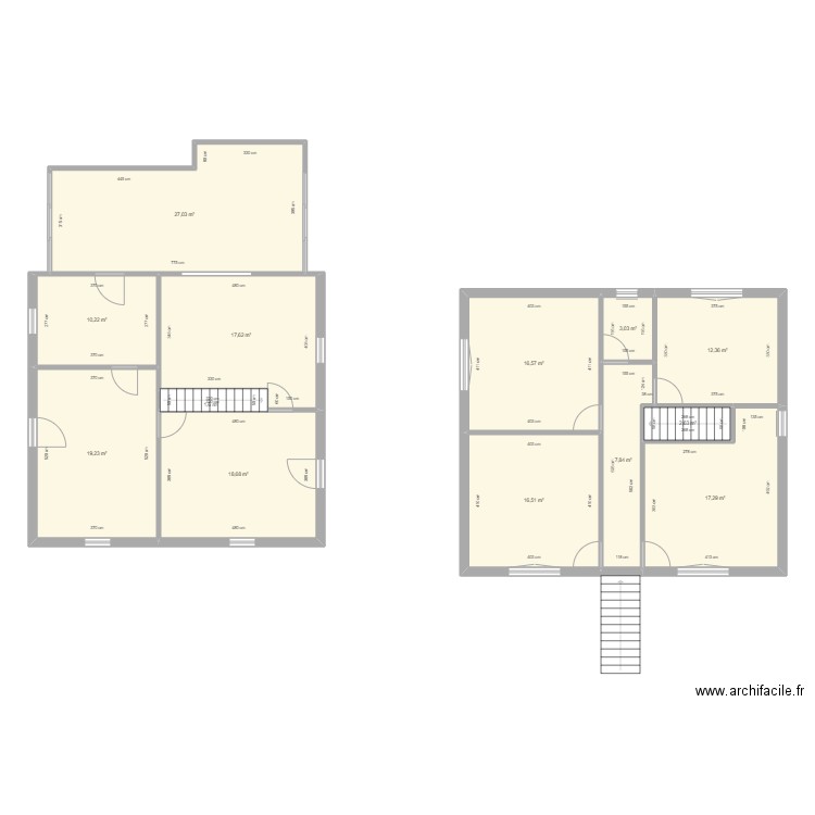 Plans initiaux La Mothe. Plan de 13 pièces et 171 m2