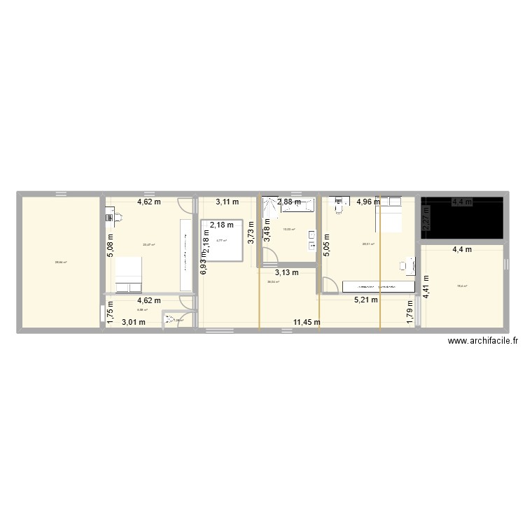 Cuisine 2020. Plan de 10 pièces et 170 m2