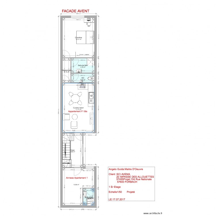 SCI AVEMA 1 EME ETAGE PROJET 2. Plan de 0 pièce et 0 m2