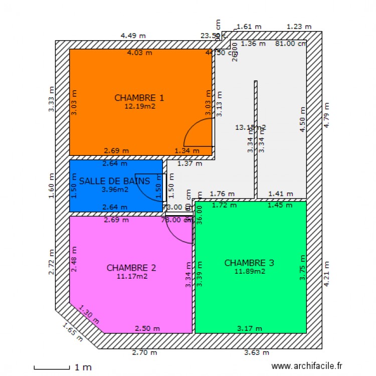 VILLARIES 1ER ETAGE MESURES. Plan de 0 pièce et 0 m2